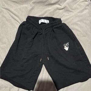 Off-White Black Athletic Shorts with Relaxed Fit